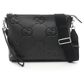 Gucci-Bolsa mensageiro de couro Gucci Jumbo GG média-Preto