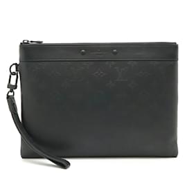 Louis Vuitton-Louis Vuitton Monogram Shadow Pochette To Go Clutch Bag-Black
