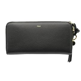 Chloé-Chloé Black Leather Long Wallet-Black