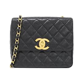 Chanel-Chanel Black Grained Calfskin Shoulder Bag-Black