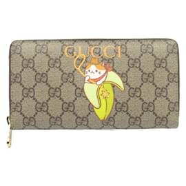 Gucci-GUCCI Bananya Round Long Wallet-Beige,Yellow