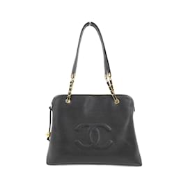Chanel-Chanel Black Grained Calfskin Shoulder Bag-Black
