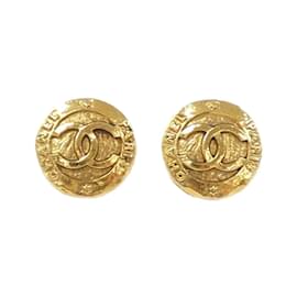 Chanel-Chanel Gold Clip Earrings-Golden