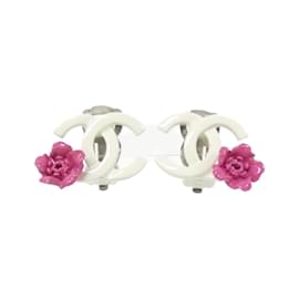 Chanel-Chanel Pink and White Clip Earrings-Pink,White