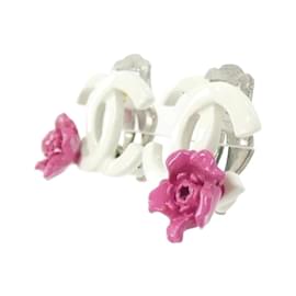 Chanel-Chanel Pink and White Clip Earrings-Pink,White