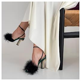 Autre Marque-Marco de Vincenzo feather pumps-Black,Green
