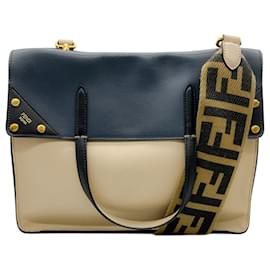 Fendi-Fendi Beige / Navy Blue Flip Bag-Beige