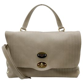 Bolsa Postina M em couro taupe Zanellato Bege