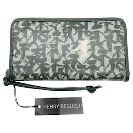 Henry Béguelin-Henry Beguelin Forest Green Ocean Omino Stand Out Zip Around Wallet-Green
