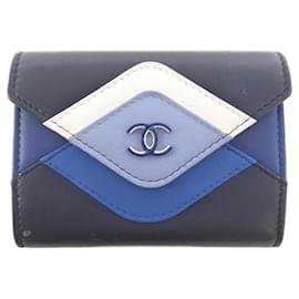 Chanel-Chanel Lambskin Coin Purse-White,Blue,Navy blue
