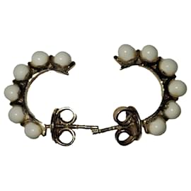 Bottega Veneta-Bottega Veneta Small Enamel Hoop Earrings in Gold Metal-Golden