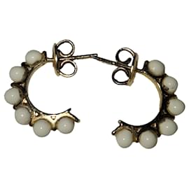 Bottega Veneta-Bottega Veneta Small Enamel Hoop Earrings in Gold Metal-Golden