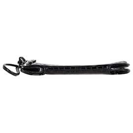 Dior-Dior Croc Embossed Oversized Wristlet Clutch in Black Patent Leather -Black