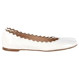 Chloé- Chloé Lauren Ballet Flats in White Patent Leather-White