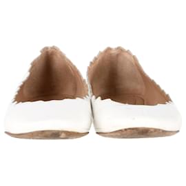 Chloé- Chloé Lauren Ballet Flats in White Patent Leather-White