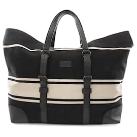 Gucci-Gucci Wool Leather Duffle Bag 358206-Black