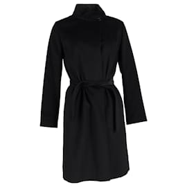 Max Mara-Max Mara Belted Coat in Black Cashmere-Black