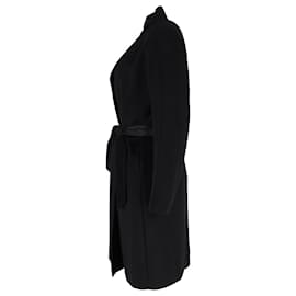 Max Mara-Max Mara Belted Coat in Black Cashmere-Black