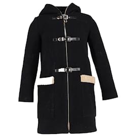 Sandro-Sandro Figuier Hooded Coat in Black Wool-Black