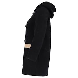 Sandro-Sandro Figuier Hooded Coat in Black Wool-Black