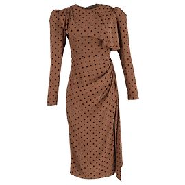 Abito midi a pois Alessandra Rich in seta marrone Marrone Rosso