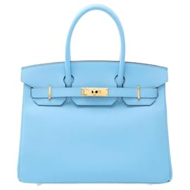 Hermès-Sac à main Hermès Epsom Birkin 30 Timbre Bleu D (2019)-Bleu
