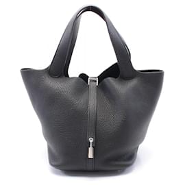 Hermès-Sac à main Picotin Lock en Taurillon Clemence noir Hermes CPU001NI estampillé C (2018)-Noir
