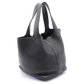 Hermès-Sac à main Picotin Lock en Taurillon Clemence noir Hermes CPU001NI estampillé C (2018)-Noir