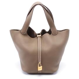 Hermès-Sac à main Hermes Taurillon Clemence Picotin Lock marron YAM012UH tampon Y (2020)-Marron