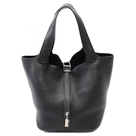 Hermès-Sac à main Picotin Lock en Taurillon Clemence Hermes Noir YAC004AT Tampon Y (2020)-Noir