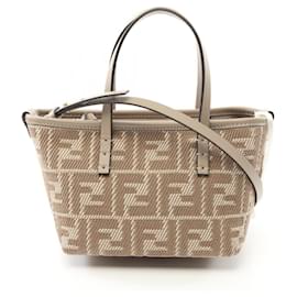 Fendi-Fendi Canvas Roll Mini Handbag 8BS096AUPXF1SNP-Brown,Beige