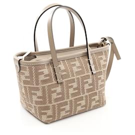 Fendi-Fendi Canvas Roll Mini Handbag 8BS096AUPXF1SNP-Brown,Beige