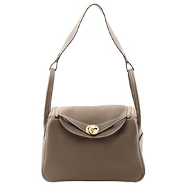 Hermès-Sac à bandoulière 2 en 1 Hermes Taurillon Clemence Lindy 26 KGT161TM-Métallisé,Bronze