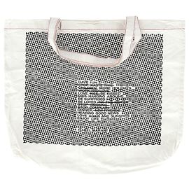 Isabel Marant Graphic Tote Bag in White Canvas White Cream