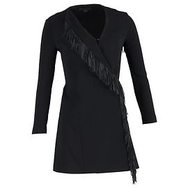 Robe mini à franges Alexander Wang en viscose noire Noir