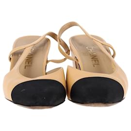 Chanel-Chanel CC Slingback Pumps in Beige Leather-Beige