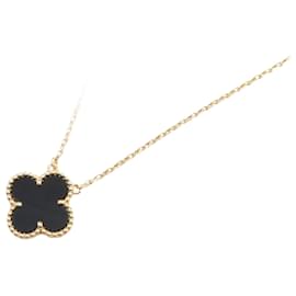 Van Cleef & Arpels-Van Cleef & Arpels K18 Yellow Gold Onyx Vintage Alhambra Necklace-Black