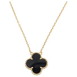 Van Cleef & Arpels-Van Cleef & Arpels K18 Yellow Gold Onyx Vintage Alhambra Necklace-Black
