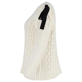 Red Valentino-Red Valentino Maglia Oversized Bow-Detailed Cable-Knit Jumper In Cream Wool-White,Cream