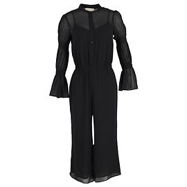 Michael Kors Gathered Sleeve Jumpsuit in Black Polyester Black