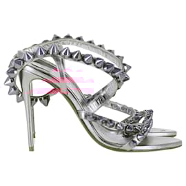 Christian Louboutin- Christian Louboutin Spikita 100 Sandal Heels in Pink Leather-Pink