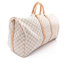 Louis Vuitton-Louis Vuitton Damier Azur Keepall Bandouliere 55 Boston Bag N41429-White