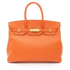 Hermès-Sac à main Hermès Vau Epsom Birkin 35 Orange 041702CC Timbre Q (2013)-Orange