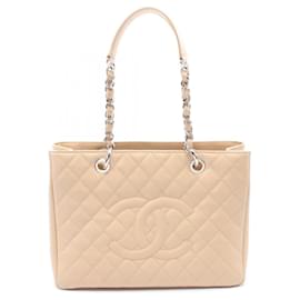 Chanel-Chanel Leather Matelasse Grand Shopping Tote Bag A50995-Brown,Beige