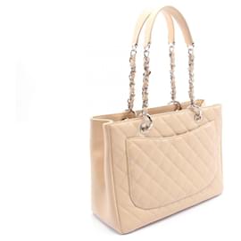 Chanel-Chanel Leather Matelasse Grand Shopping Tote Bag A50995-Brown,Beige