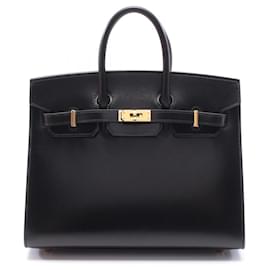 Hermès-Sac à main Birkin 25 en Box Calf Hermes Noir BCT952XD Tampon B (2023)-Noir