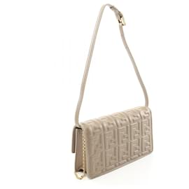 Fendi-Fendi Leather Baguette Zucca Shoulder Bag 8M0498AAJDF0E65-Brown,Beige
