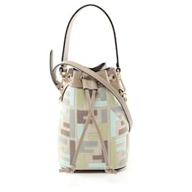 Fendi-Fendi Canvas Leather Mini Mon Tresor 2way Bag 8BS093AUPIF1SKI-Brown,Beige