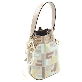 Fendi-Fendi Canvas Leather Mini Mon Tresor 2way Bag 8BS093AUPIF1SKI-Brown,Beige