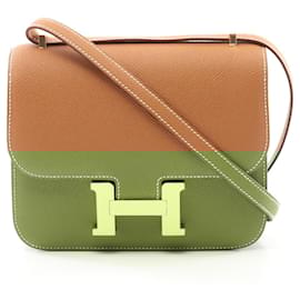 Hermès-Sac à bandoulière mini Constance 3 Epsom Hermes WSA992TG Stamp W (2024)-Marron